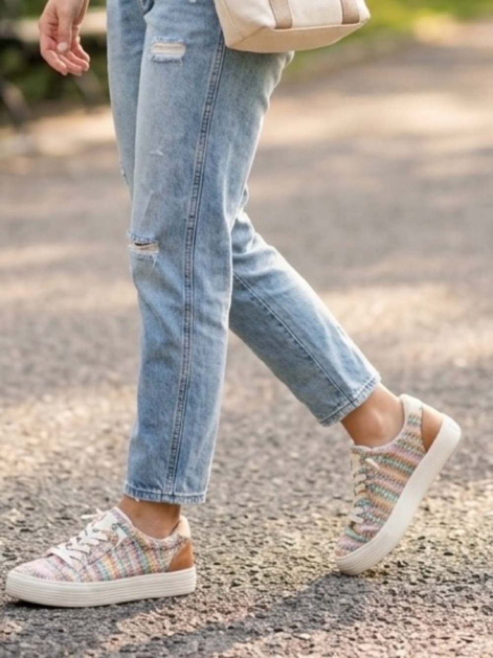 Roxy Multicolor Zigzag Knit Sneakers in Pink, Blue, Green